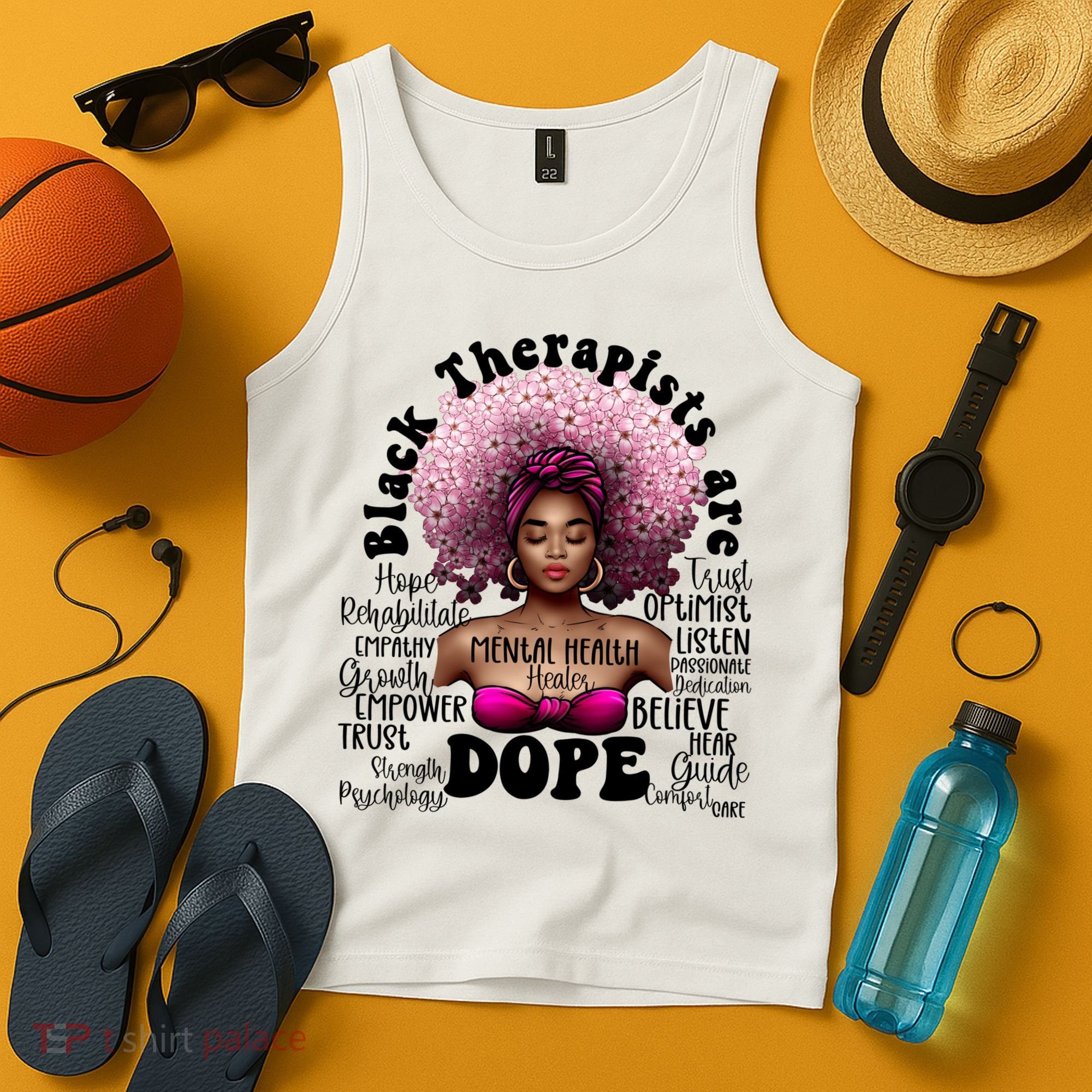 Black Therapists Are Dope Floral Afro Black Queen Cool Gift Tank Top