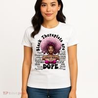 Black Therapists Are Dope Floral Afro Black Queen Cool Gift Women's T-Shirt thumb 4