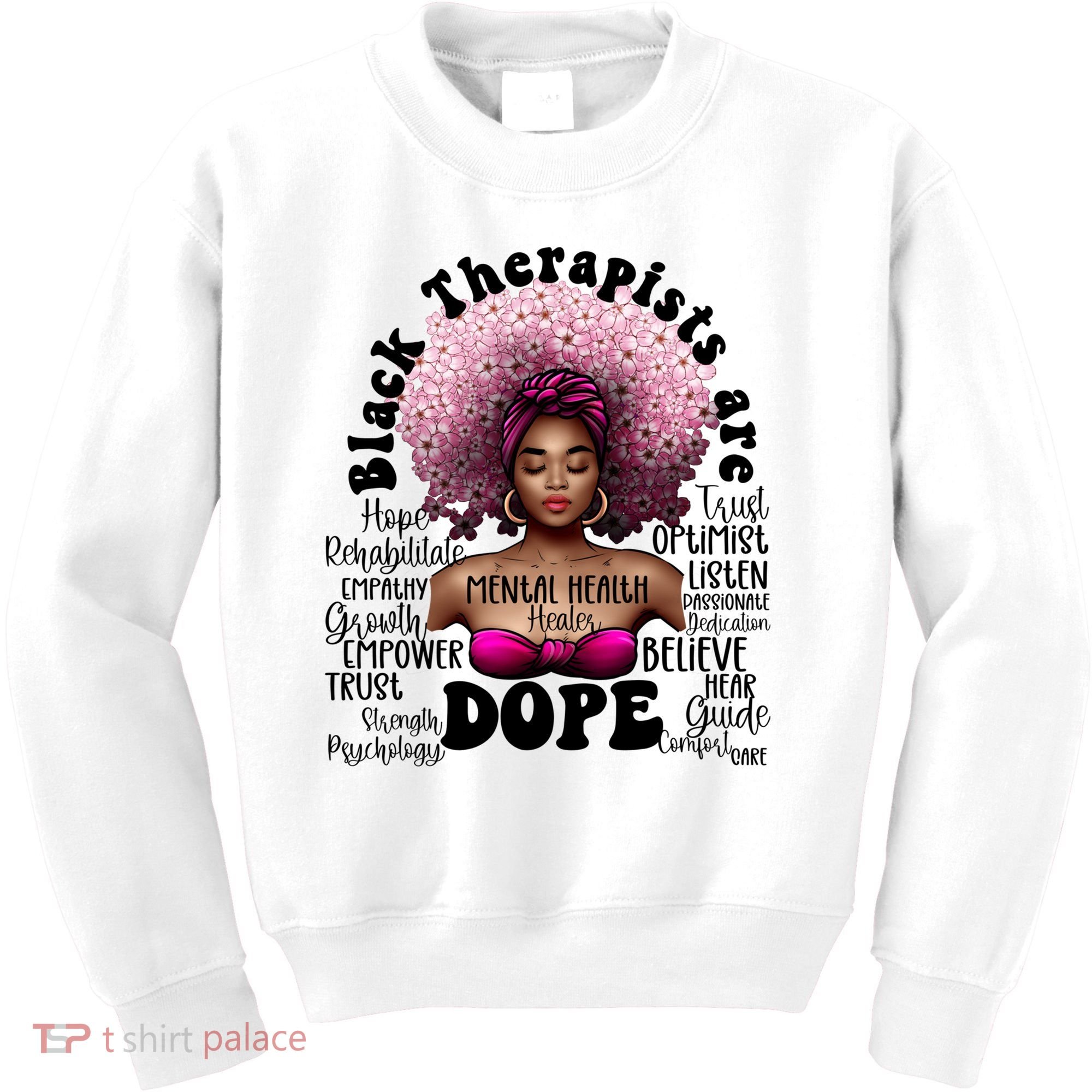 Black Therapists Are Dope Floral Afro Black Queen Cool Gift Kids Sweatshirt