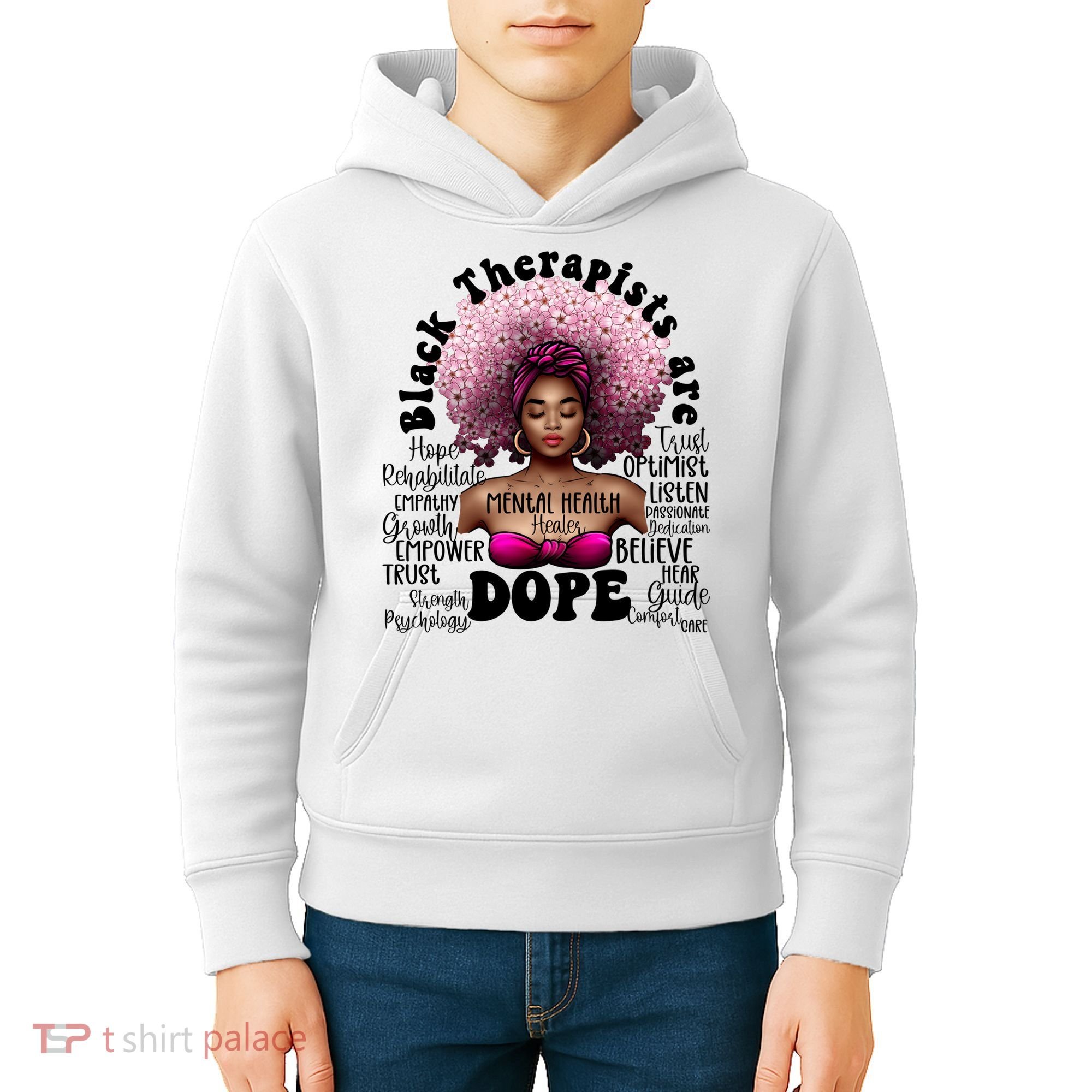 Black Therapists Are Dope Floral Afro Black Queen Cool Gift Kids Hoodie
