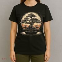Bonsai Tree And The Rising Sun In Japan T-Shirt thumb 4