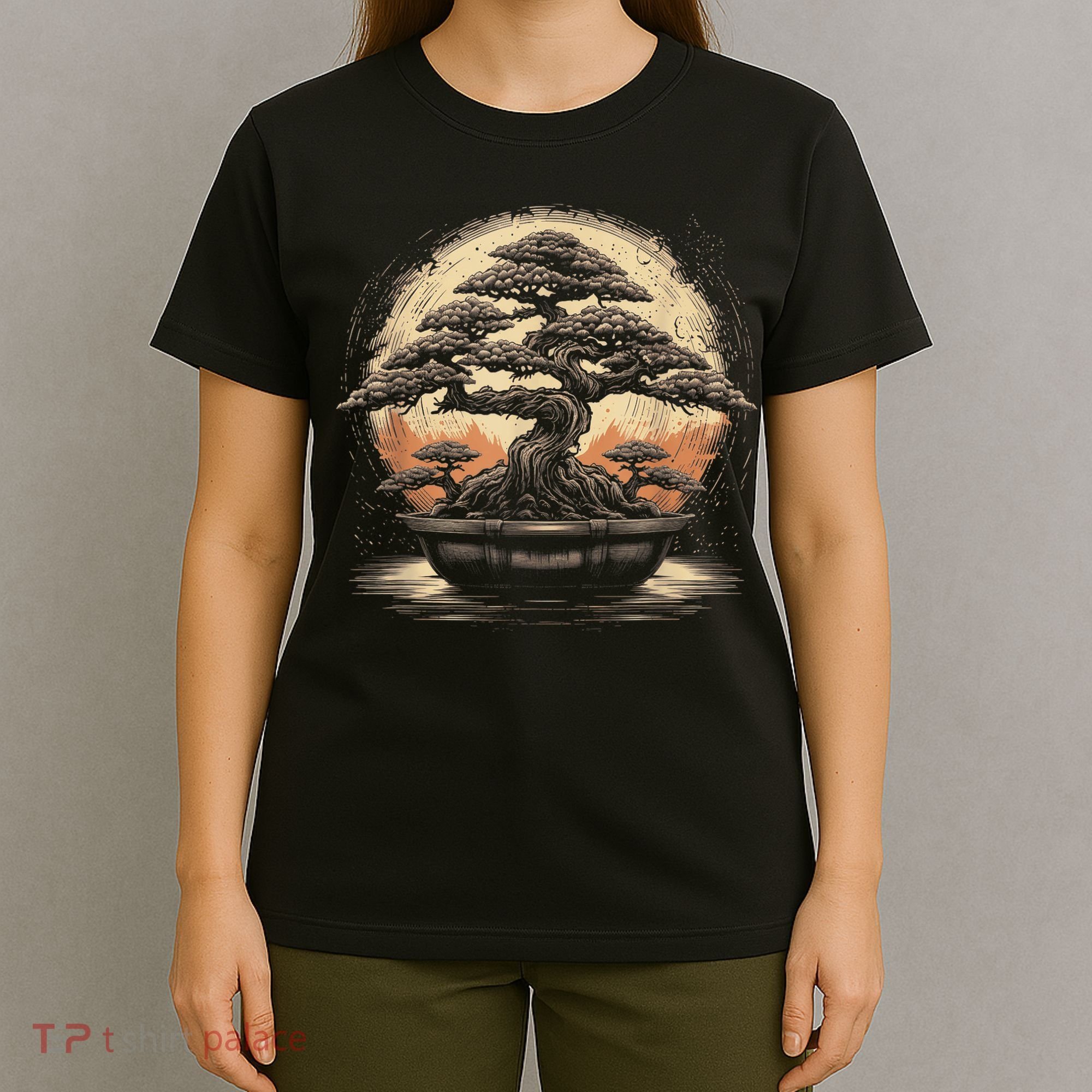 Bonsai Tree And The Rising Sun In Japan T-Shirt