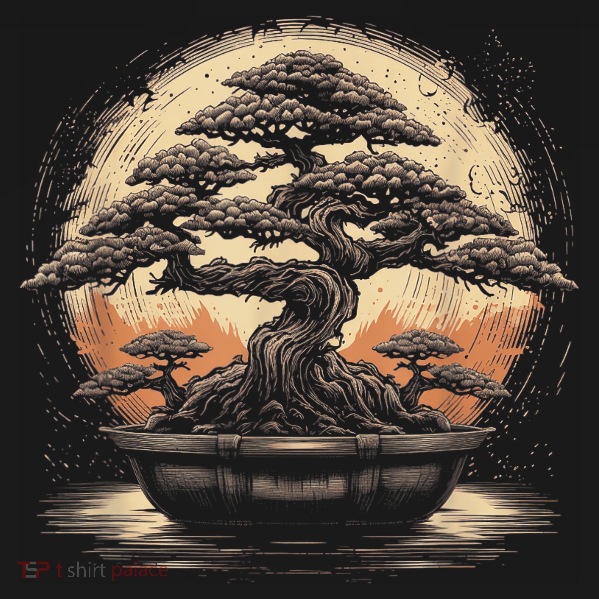 Bonsai Tree And The Rising Sun In Japan T-Shirt