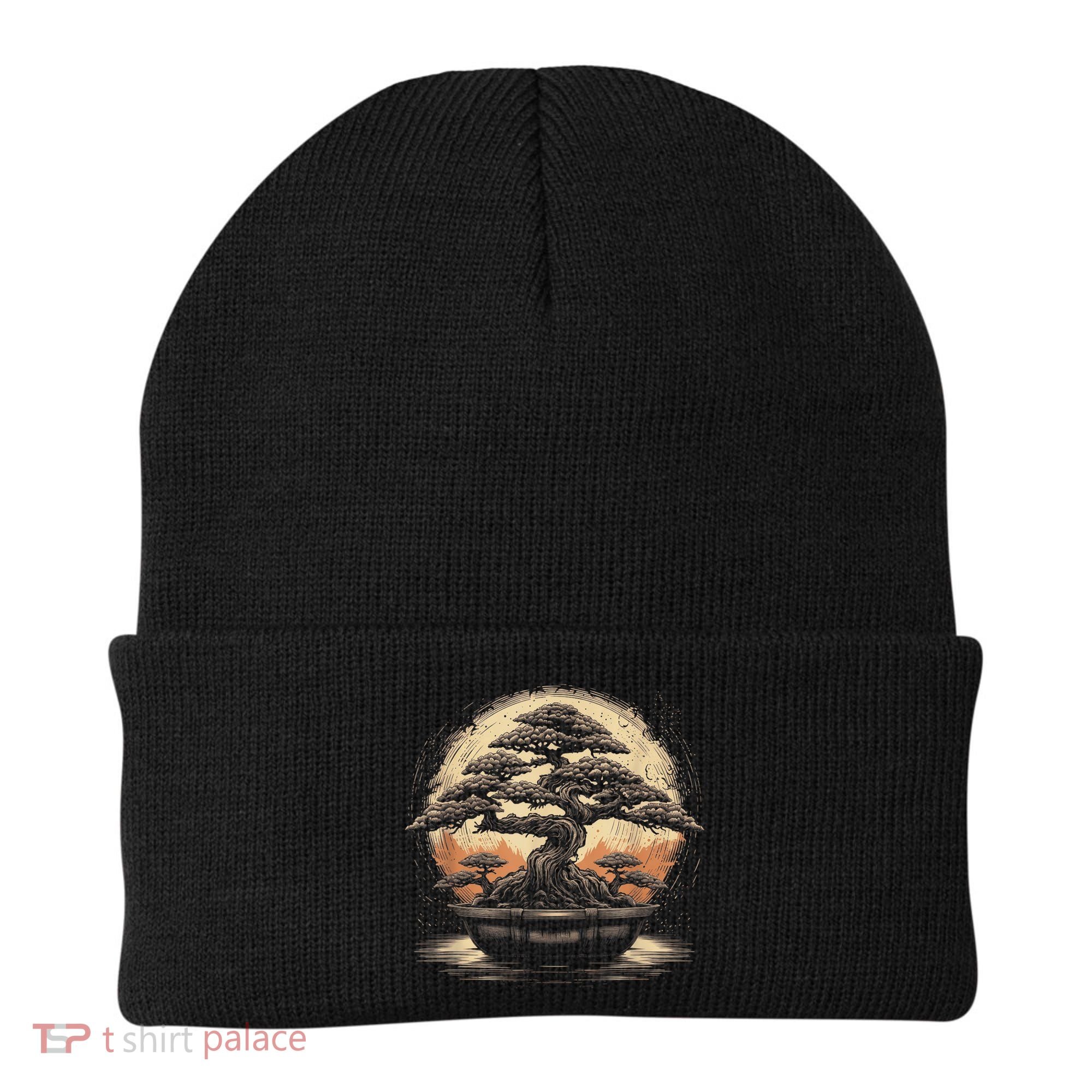 Bonsai Tree And The Rising Sun In Japan Beanie