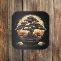 Bonsai Tree And The Rising Sun In Japan Coaster thumb 0