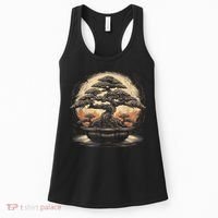 Bonsai Tree And The Rising Sun In Japan Women's Tank Top thumb 0
