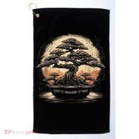 Bonsai Tree And The Rising Sun In Japan Golf Towel thumb 0