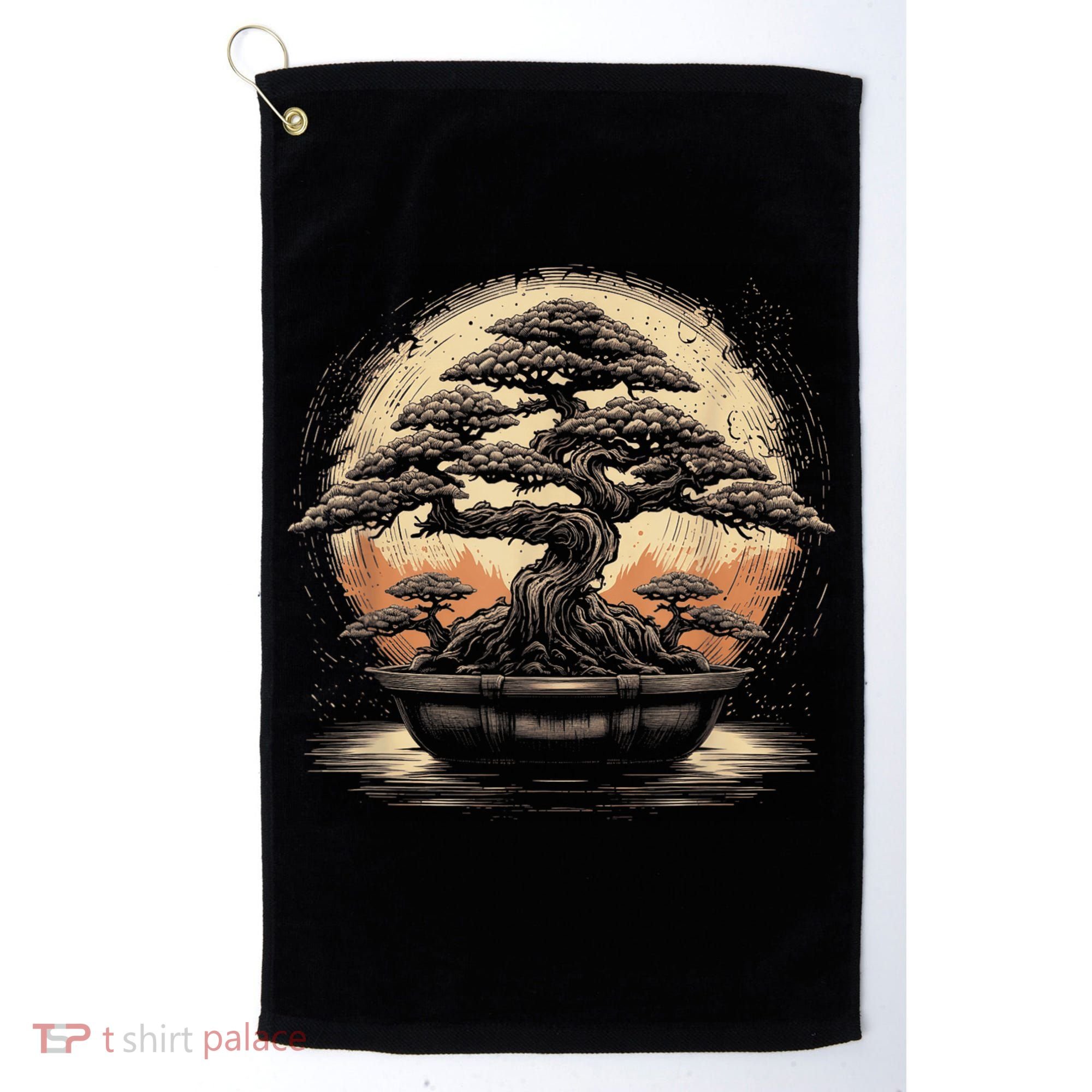 Bonsai Tree And The Rising Sun In Japan Golf Towel