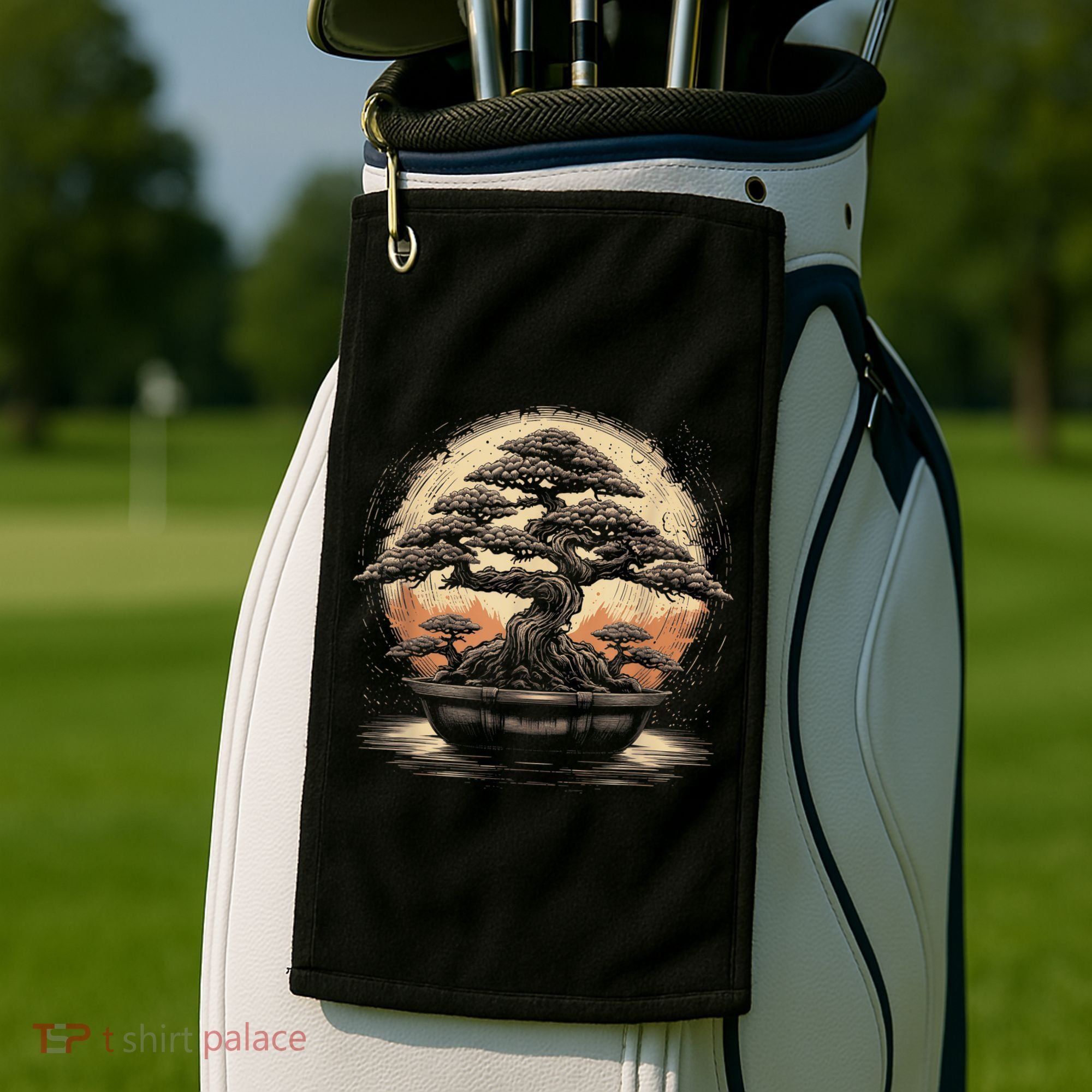 Bonsai Tree And The Rising Sun In Japan Golf Towel