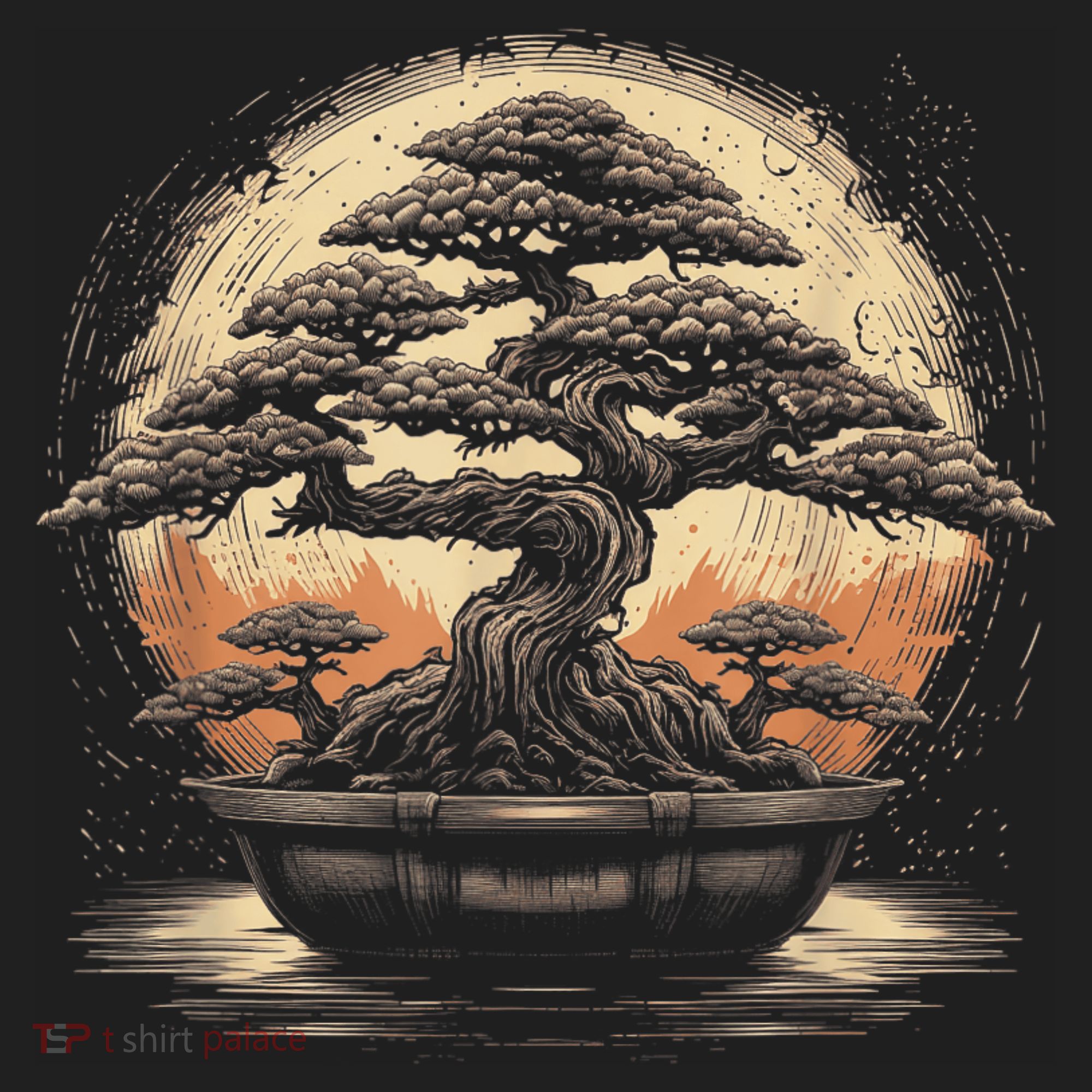 Bonsai Tree And The Rising Sun In Japan Golf Towel