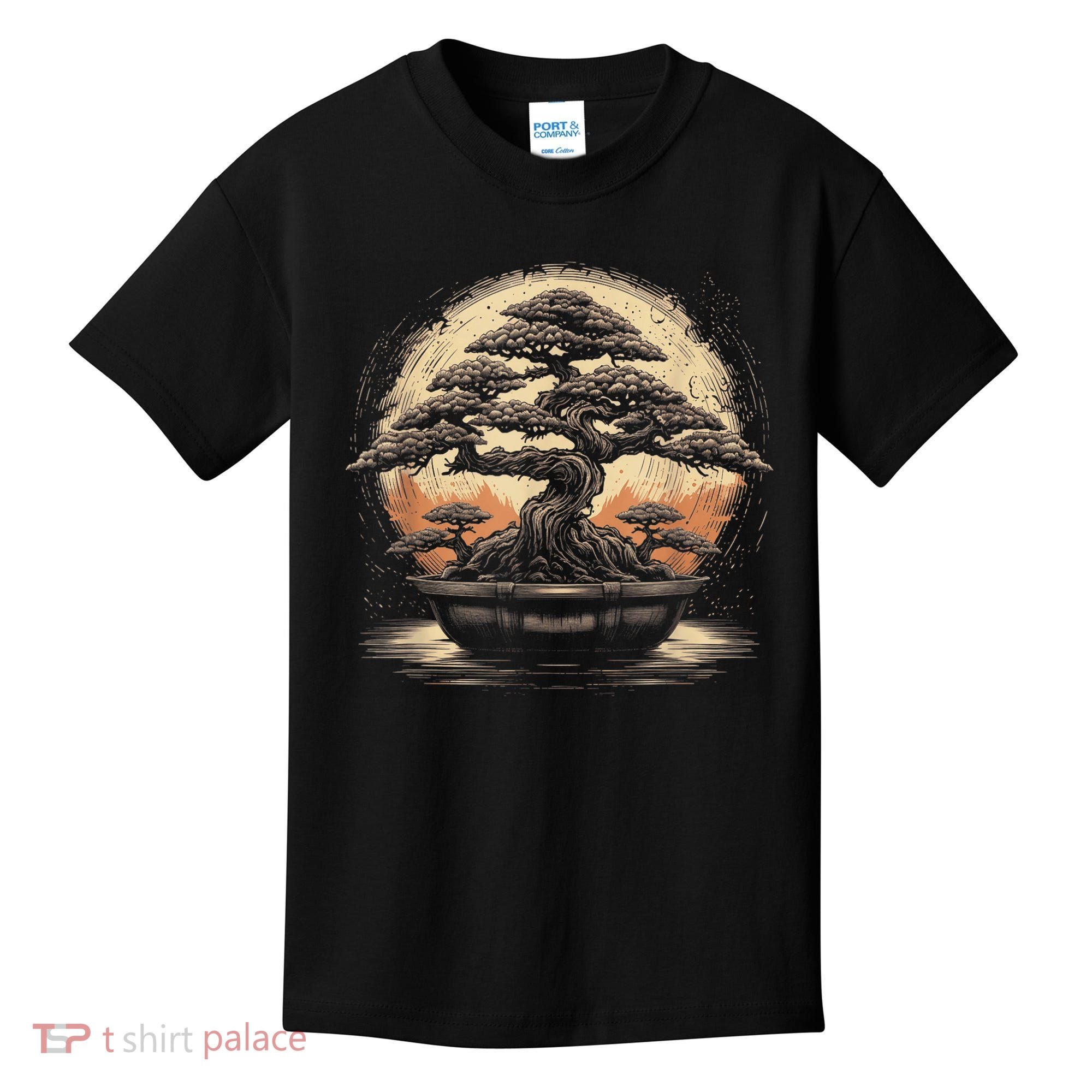 Bonsai Tree And The Rising Sun In Japan Kids T-Shirt
