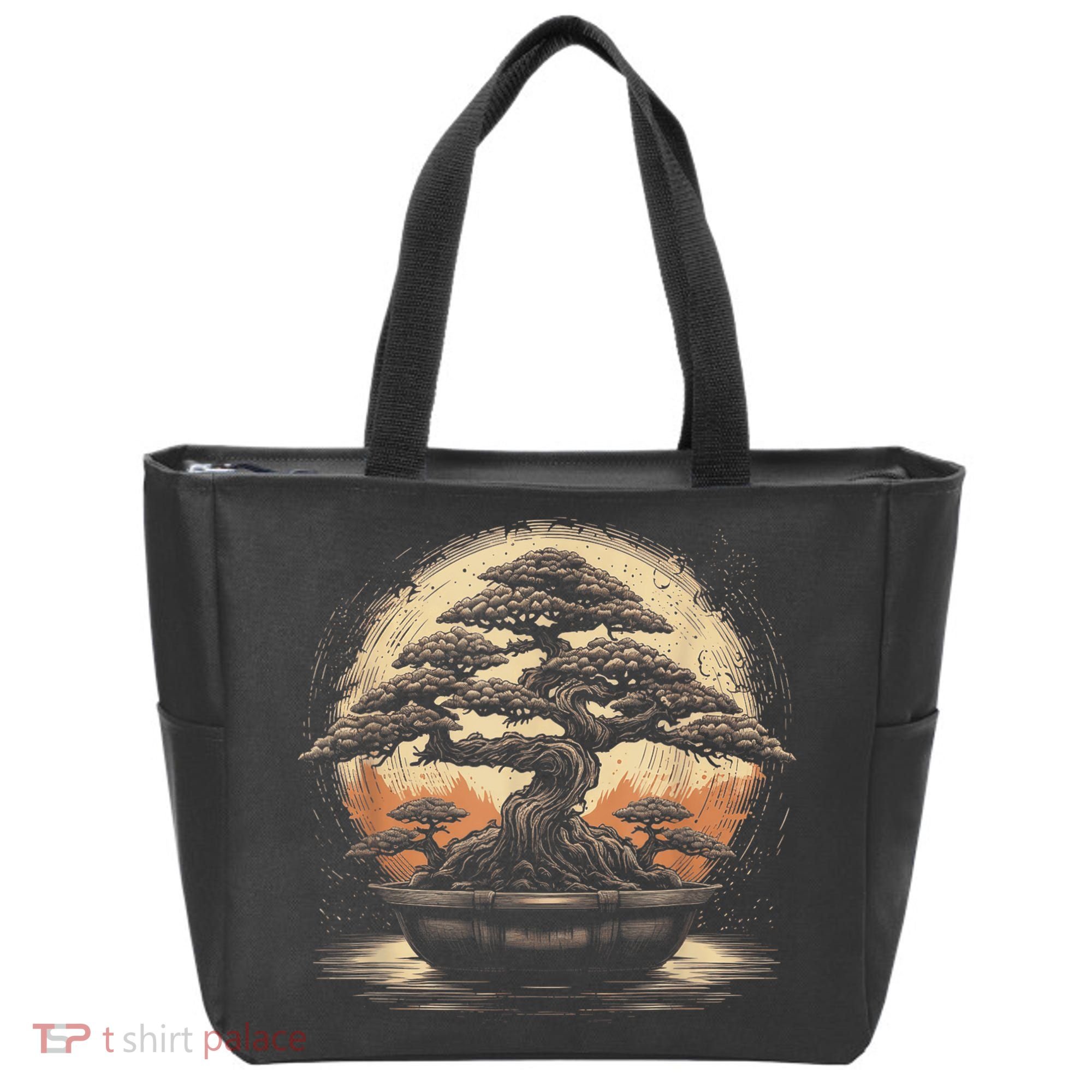 Bonsai Tree And The Rising Sun In Japan Tote Bag