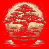 Bonsai Tree And The Rising Sun In Japan Santa Hat thumb 1