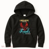 Believe There Are Angels Among Of Us Cardinal Bird Lovers Kids Hoodie thumb 0