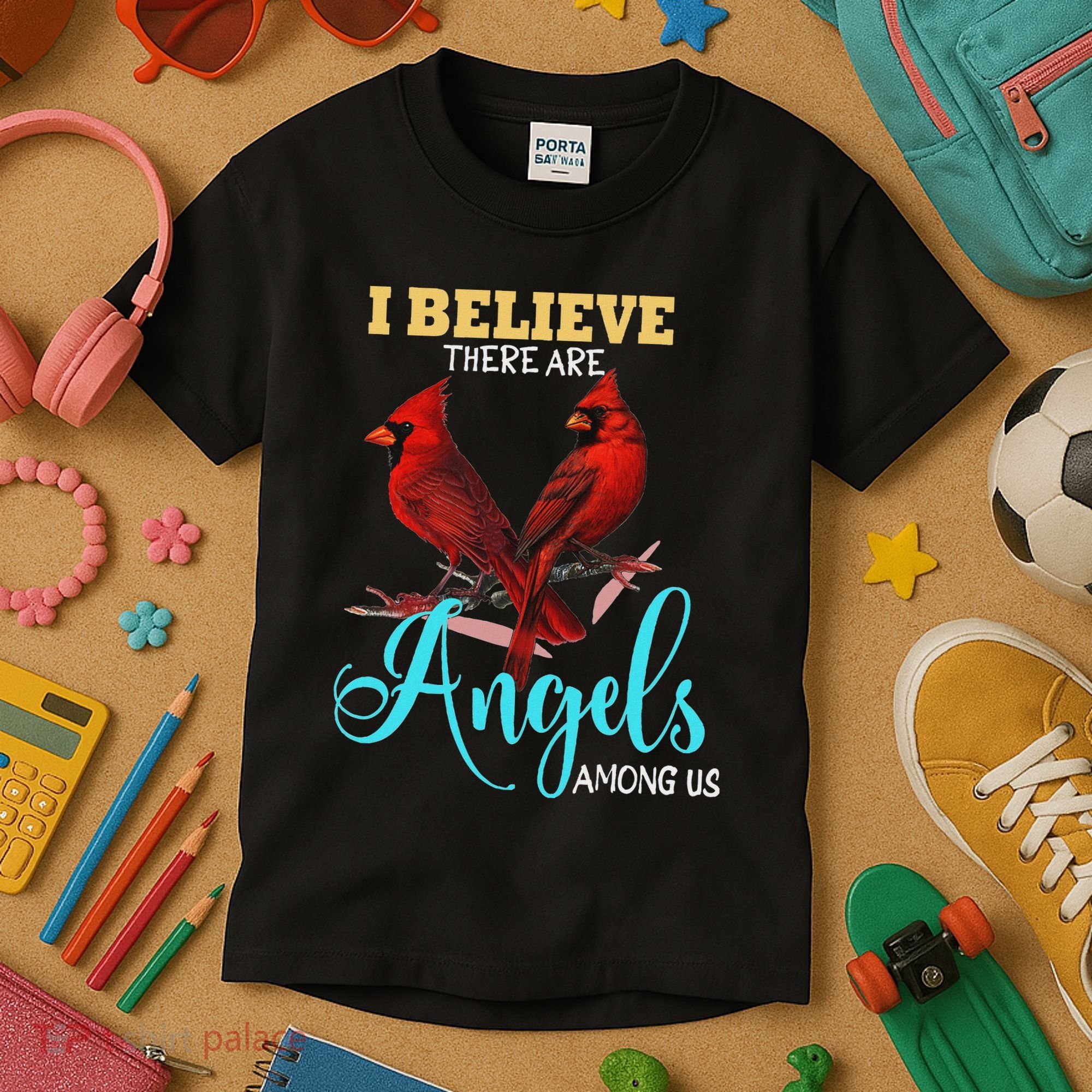 Believe There Are Angels Among Of Us Cardinal Bird Lovers Kids T-Shirt