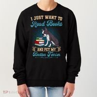 Boston Terrier American Gentleman Bibliophile Book Lover Women's Sweatshirt thumb 0