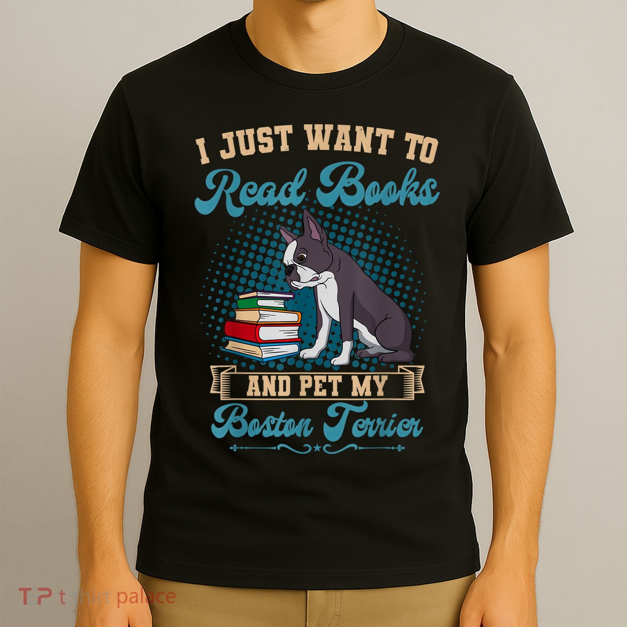 Boston Terrier American Gentleman Bibliophile Book Lover T-Shirt