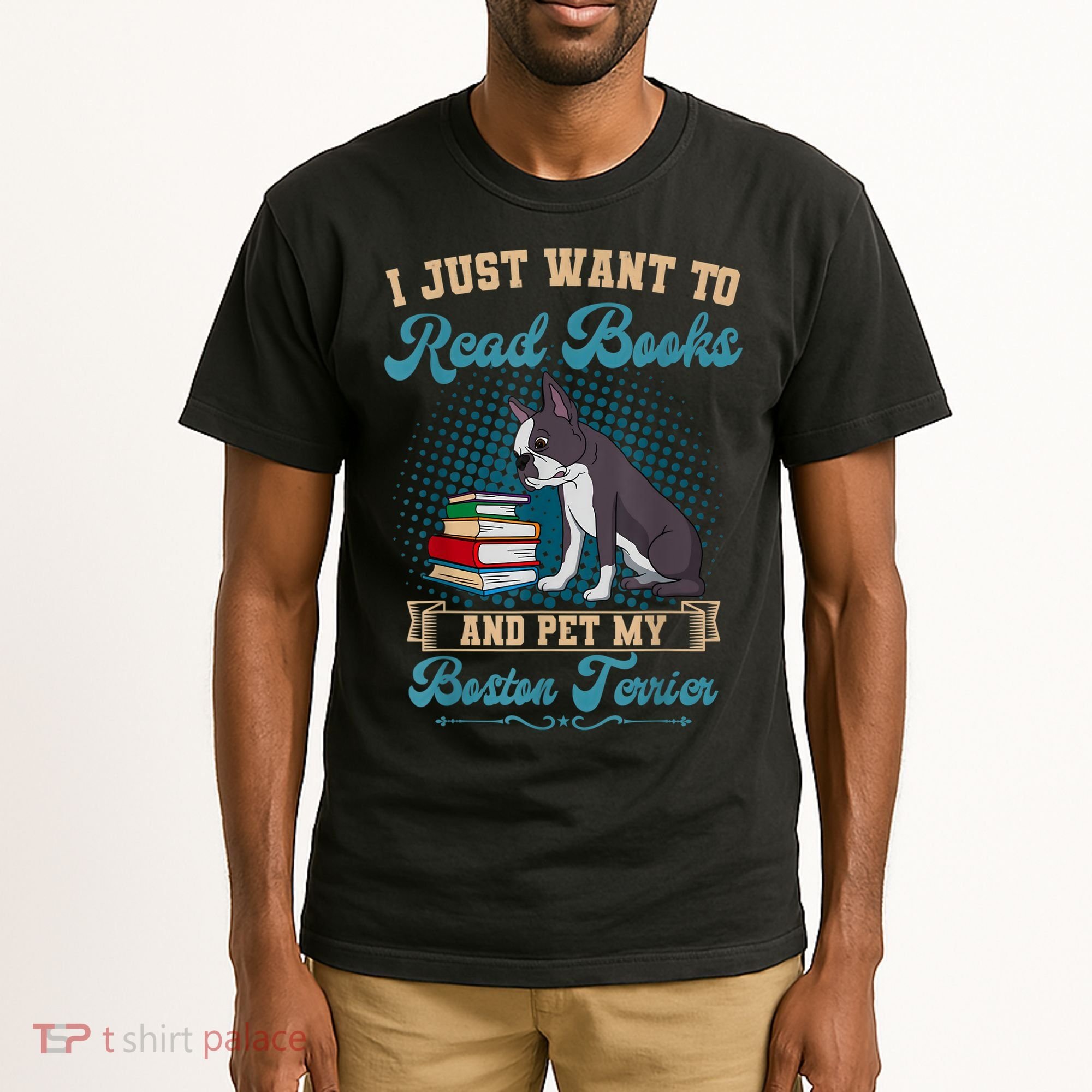 Boston Terrier American Gentleman Bibliophile Book Lover Tall T-Shirt