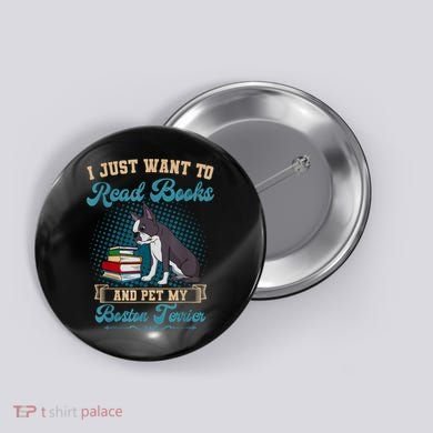 Boston Terrier American Gentleman Bibliophile Book Lover Button