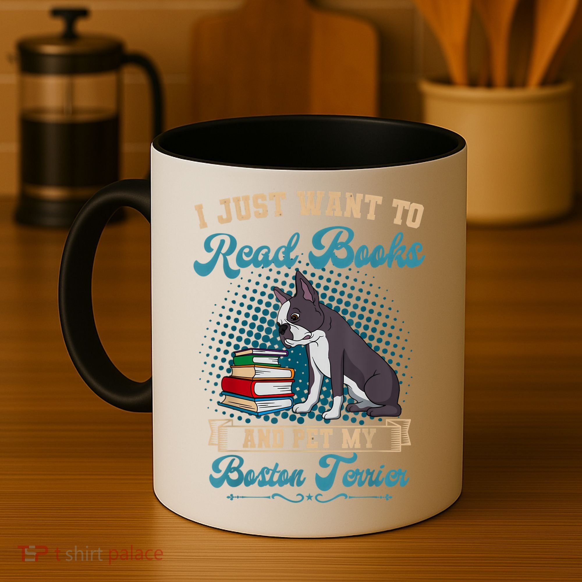 Boston Terrier American Gentleman Bibliophile Book Lover Coffee Mug