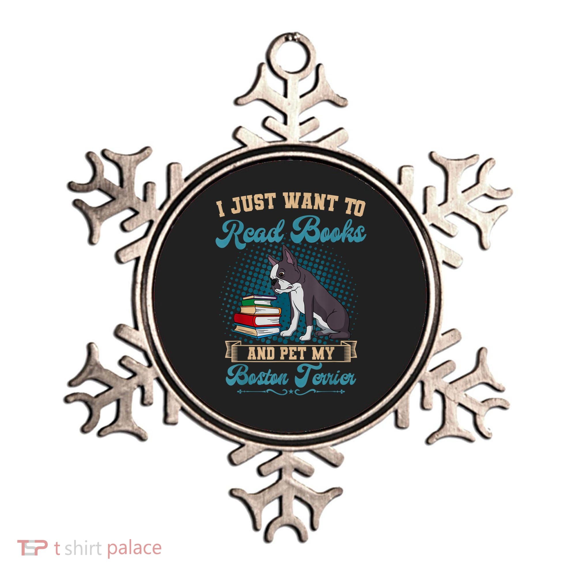 Boston Terrier American Gentleman Bibliophile Book Lover Ornament