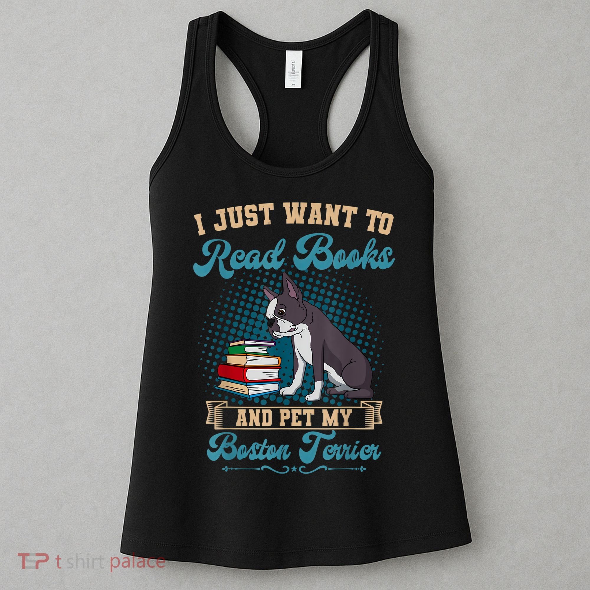 Boston Terrier American Gentleman Bibliophile Book Lover Women's Tank Top