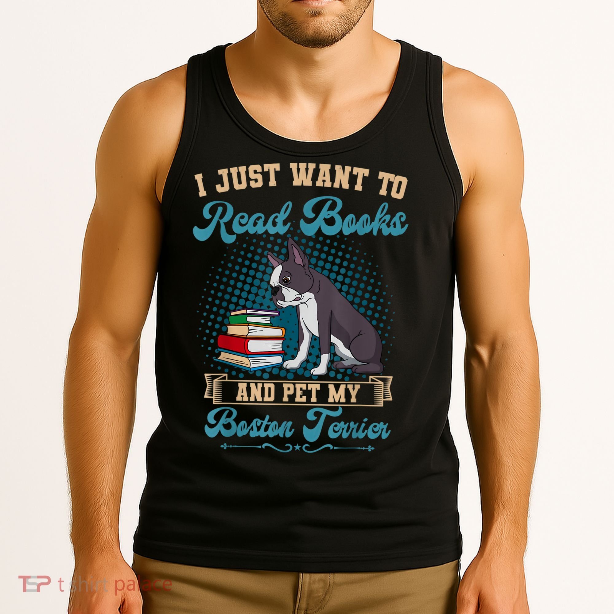 Boston Terrier American Gentleman Bibliophile Book Lover Tank Top