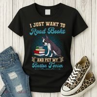 Boston Terrier American Gentleman Bibliophile Book Lover Women's T-Shirt thumb 3