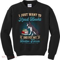 Boston Terrier American Gentleman Bibliophile Book Lover Kids Sweatshirt thumb 0