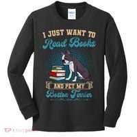 Boston Terrier American Gentleman Bibliophile Book Lover Kids Long Sleeve Shirt thumb 0