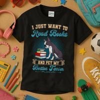 Boston Terrier American Gentleman Bibliophile Book Lover Kids T-Shirt thumb 3