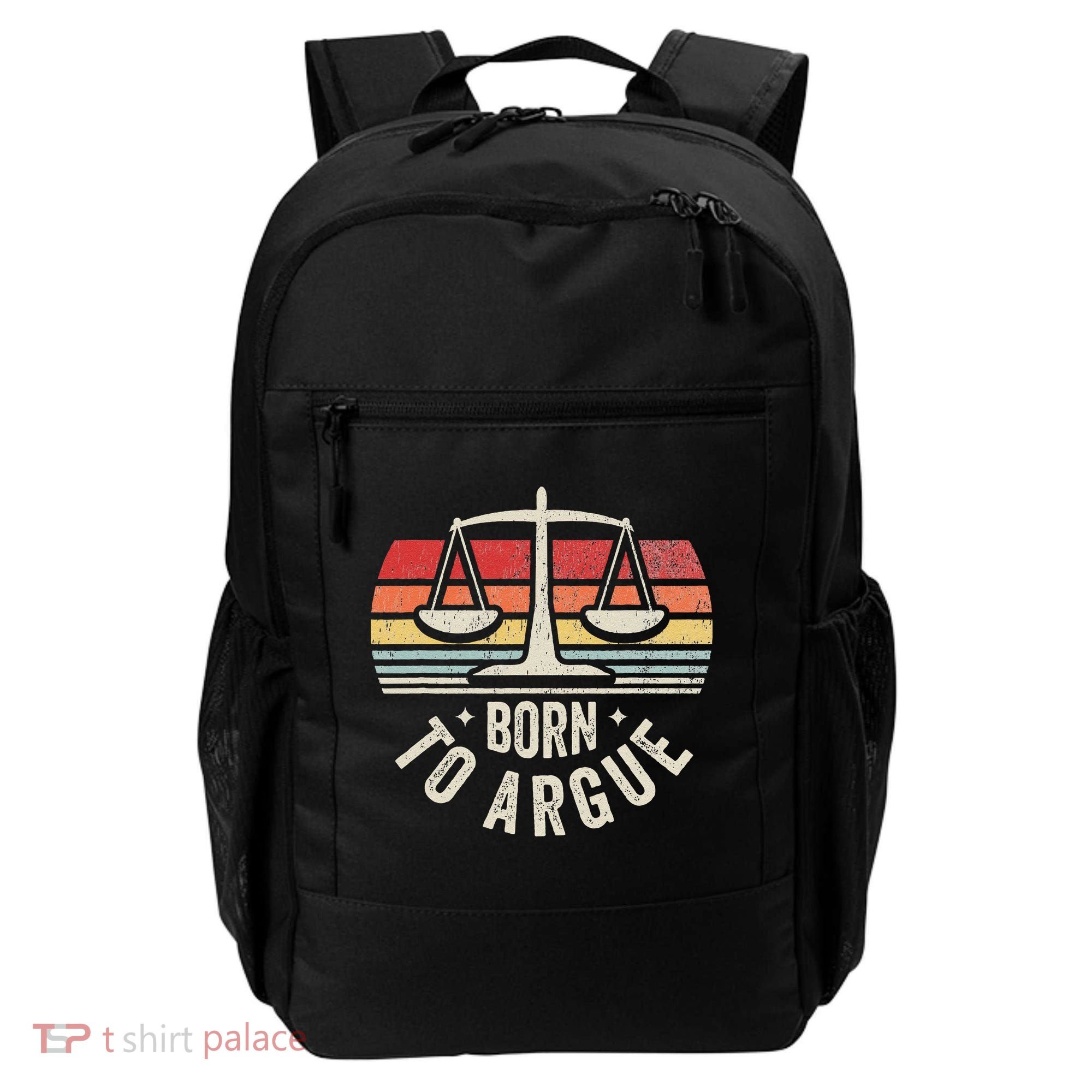 Born To Argue Scales Balance Retro Look Backpack
