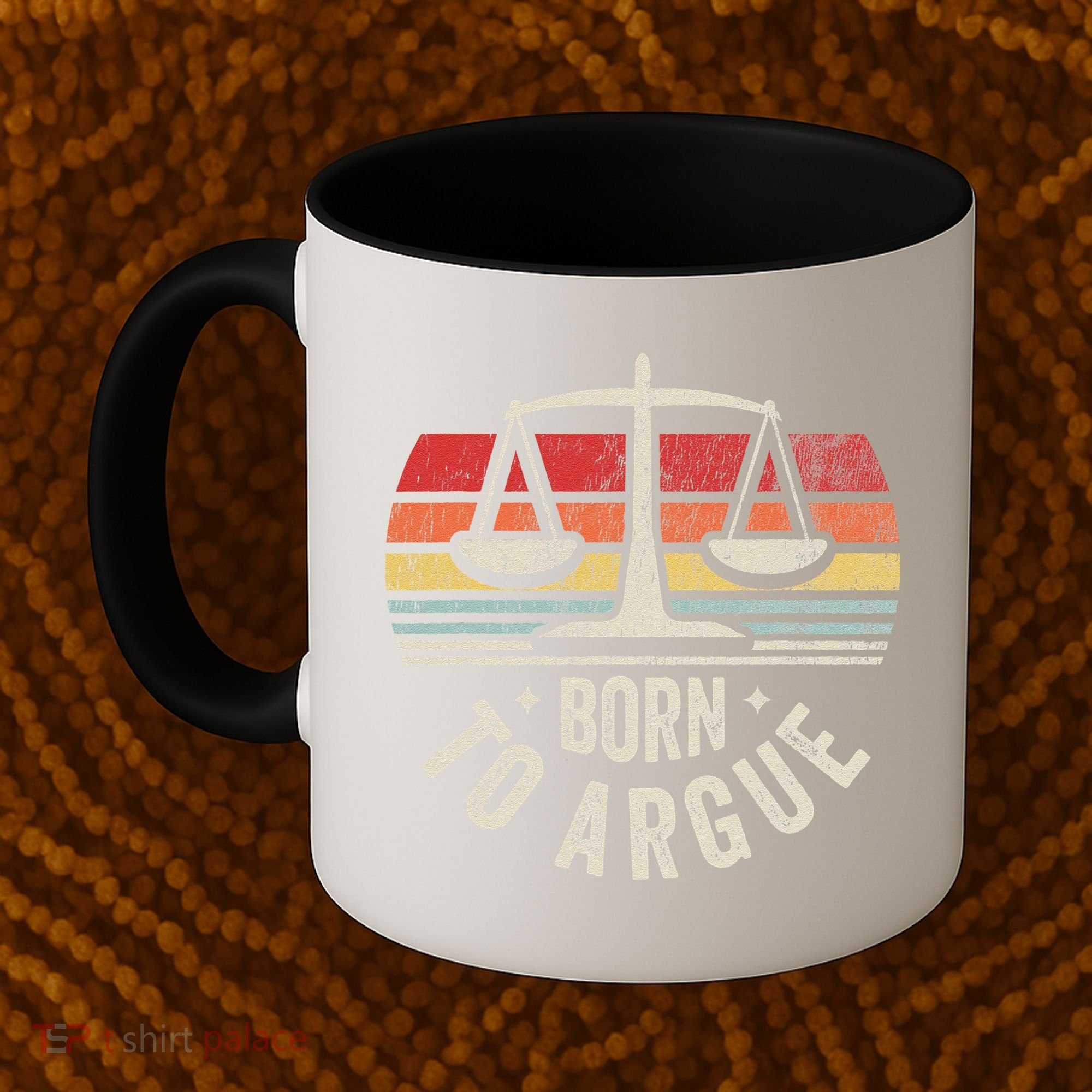 Born To Argue Scales Balance Retro Look Coffee Mug