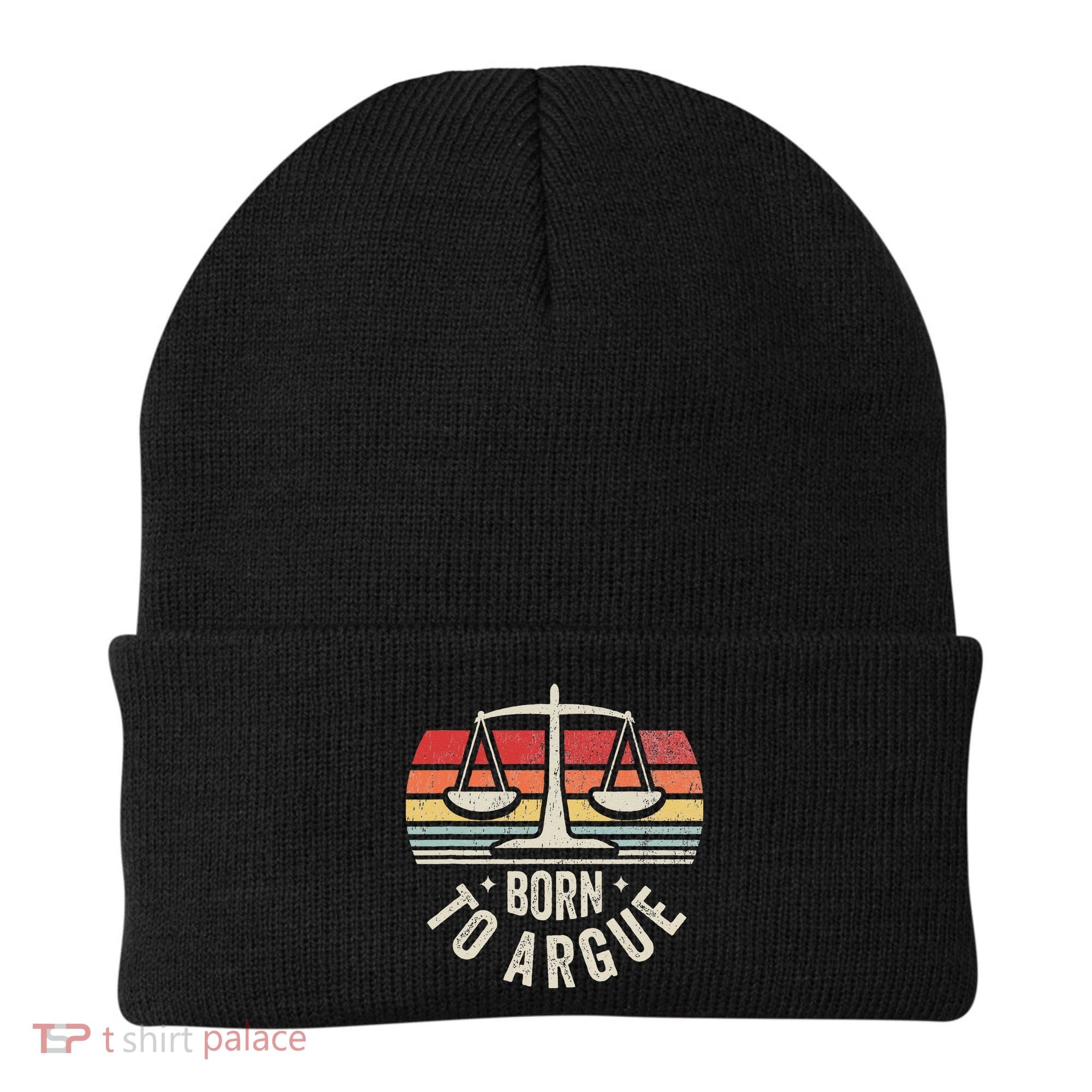 Born To Argue Scales Balance Retro Look Beanie