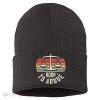 Born To Argue Scales Balance Retro Look Sustainable Knit Beanie thumb 0
