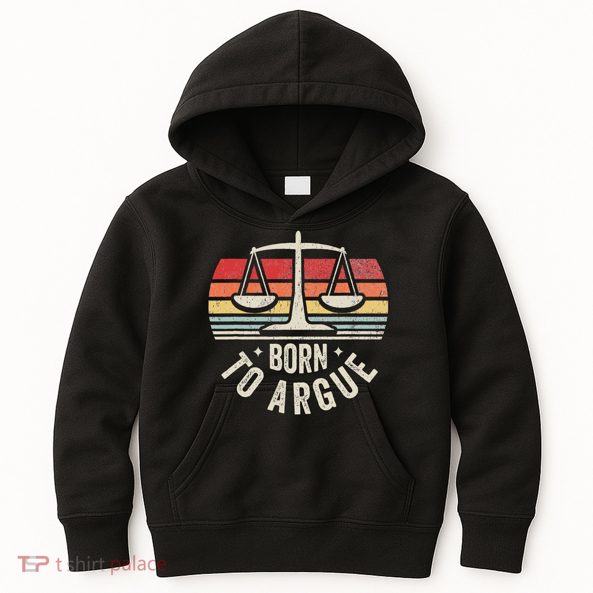 Born To Argue Scales Balance Retro Look Kids Hoodie