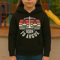 Born To Argue Scales Balance Retro Look Kids Hoodie thumb 3
