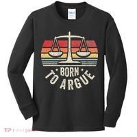 Born To Argue Scales Balance Retro Look Kids Long Sleeve Shirt thumb 0
