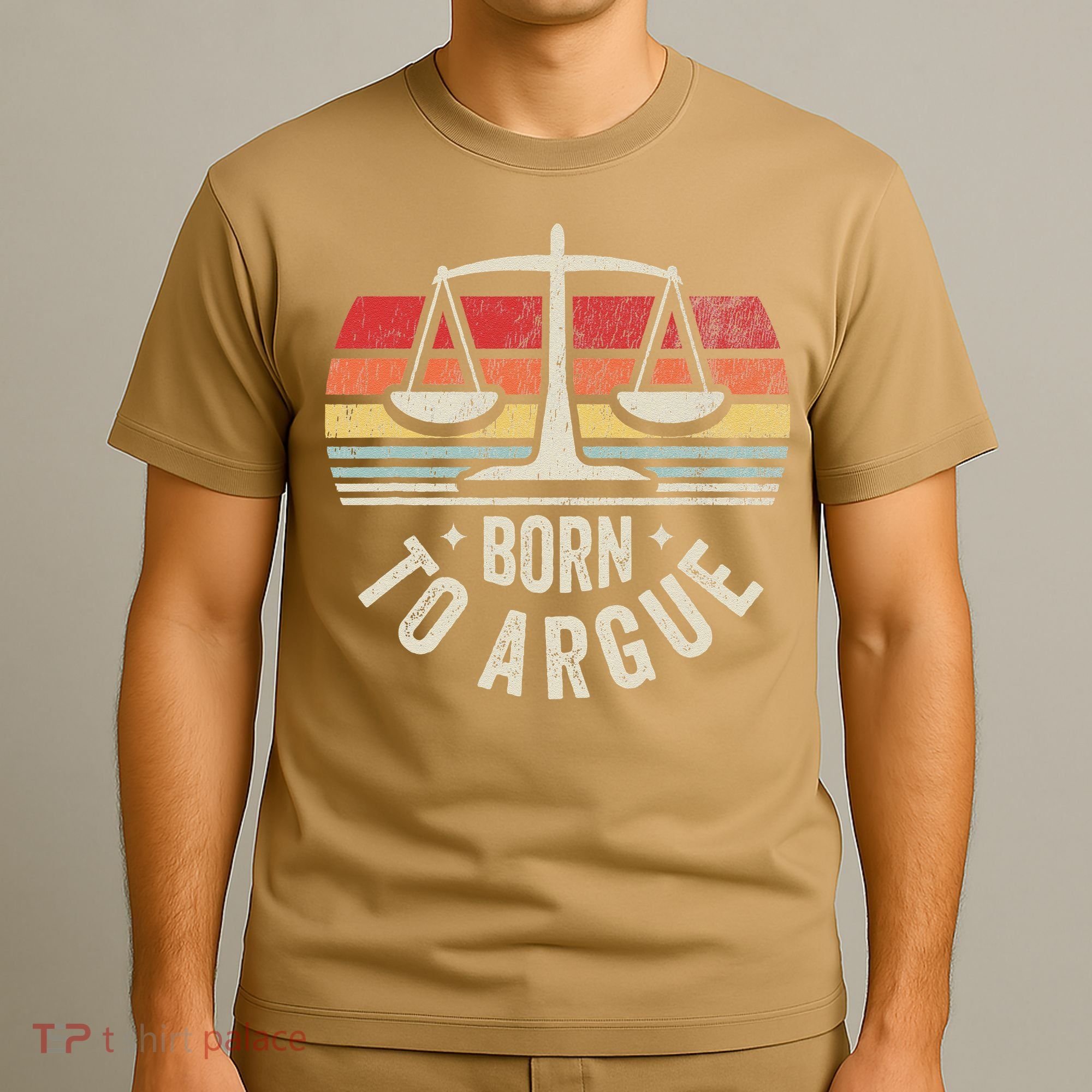 Born To Argue Scales Balance Retro Look T-Shirt