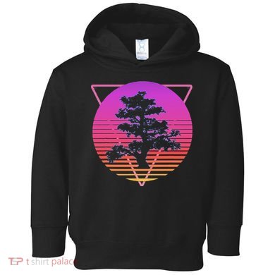Bonsai Tree Art Japanese Retro Vaporwave Vintage 80s 90s Toddler Hoodie