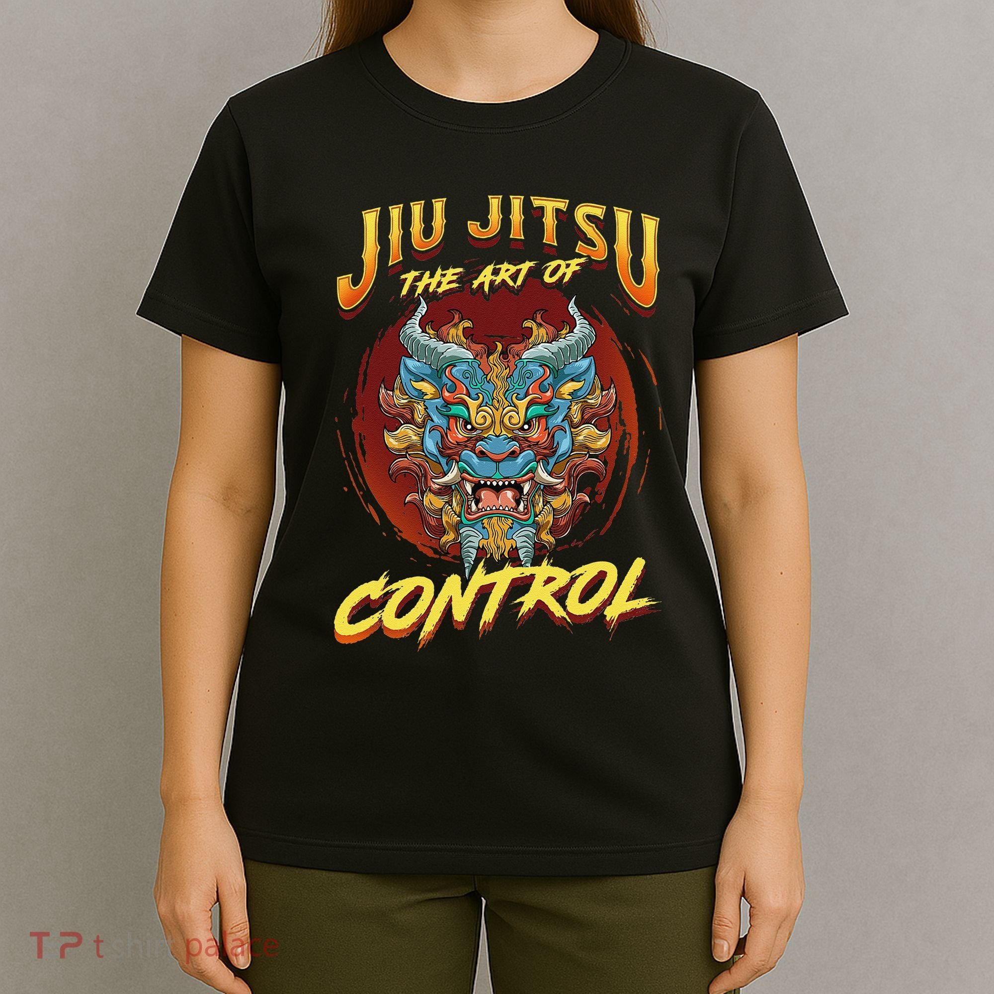 Bjj The Art Of Control Grappling Jiu Jitsu Foo Dog T-Shirt