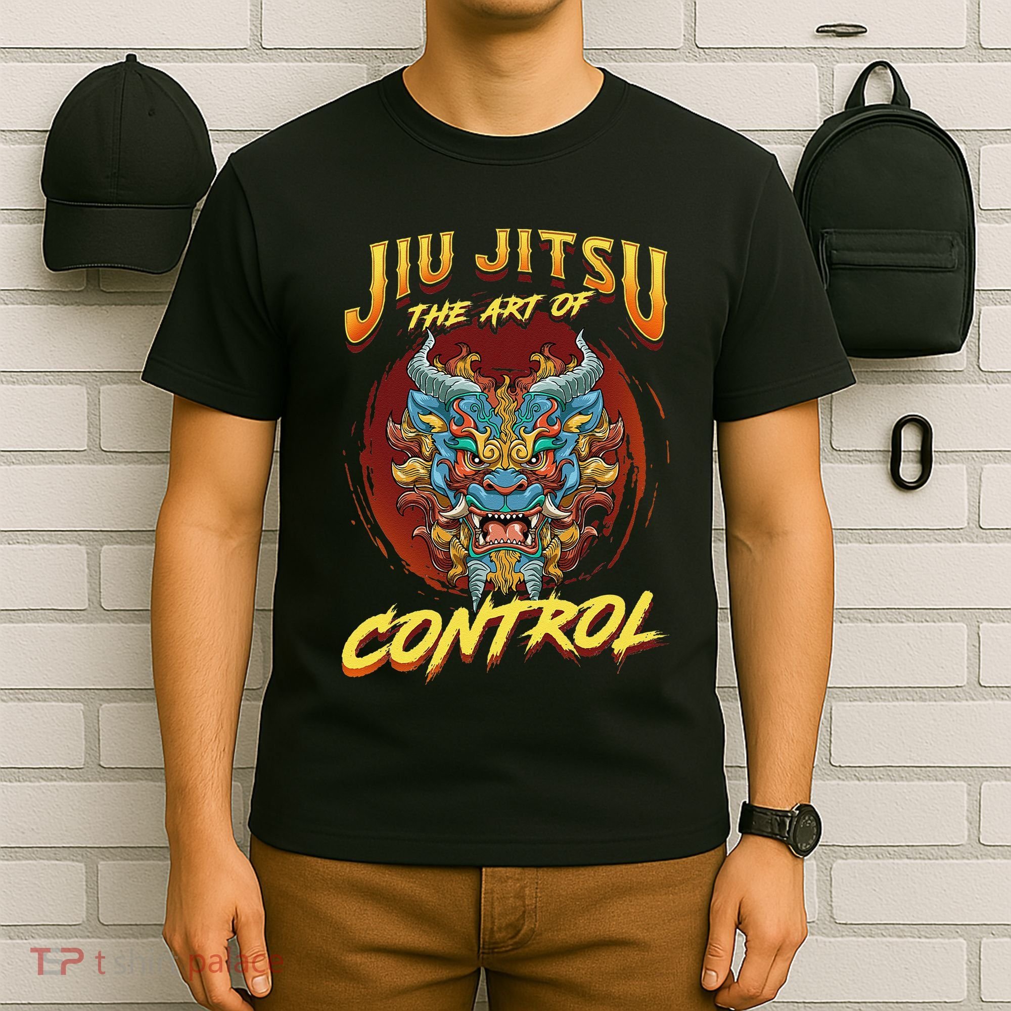 Bjj The Art Of Control Grappling Jiu Jitsu Foo Dog T-Shirt