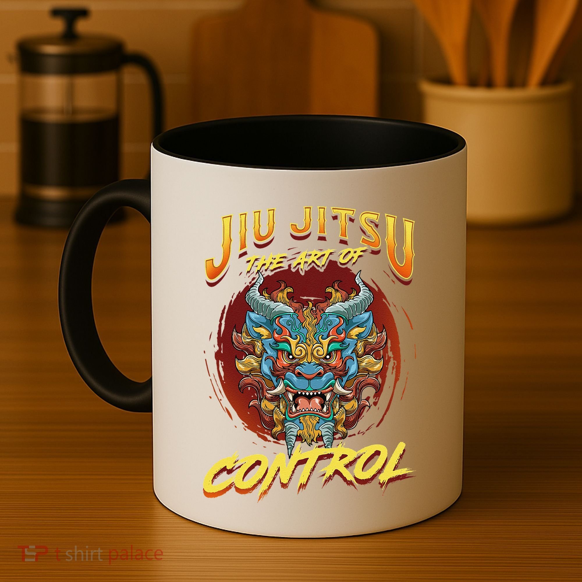 Bjj The Art Of Control Grappling Jiu Jitsu Foo Dog Coffee Mug