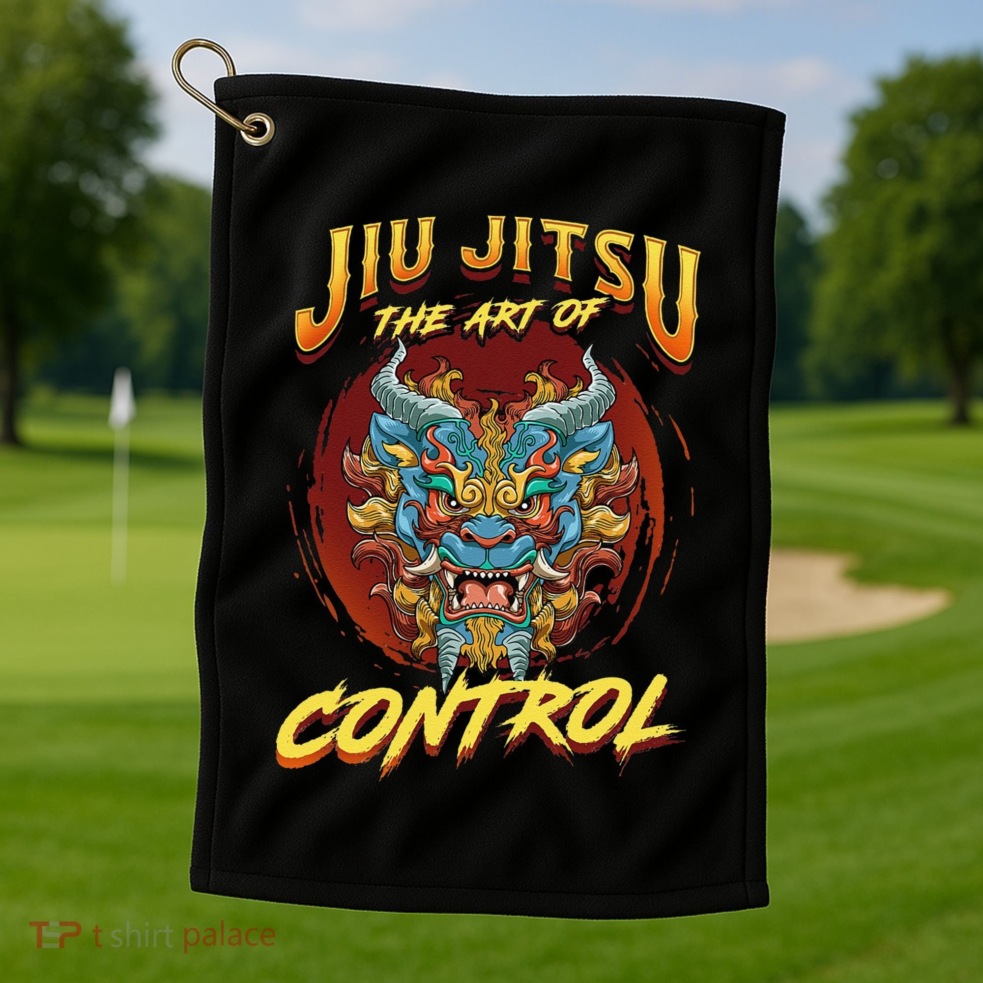 Bjj The Art Of Control Grappling Jiu Jitsu Foo Dog Golf Towel