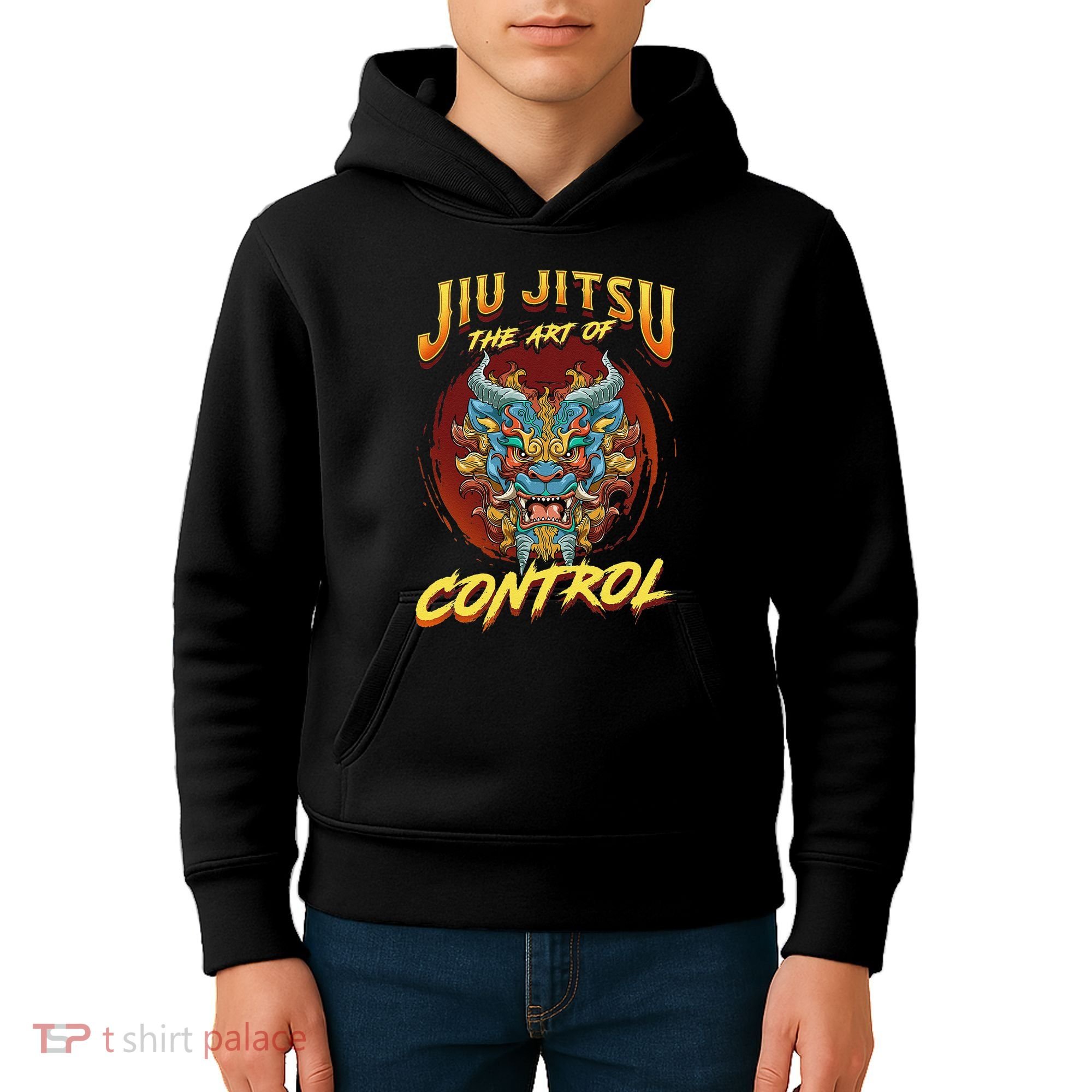 Bjj The Art Of Control Grappling Jiu Jitsu Foo Dog Kids Hoodie