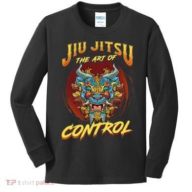 Bjj The Art Of Control Grappling Jiu Jitsu Foo Dog Kids Long Sleeve Shirt