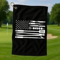 BBQ Tools American Flag Golf Towel thumb 1