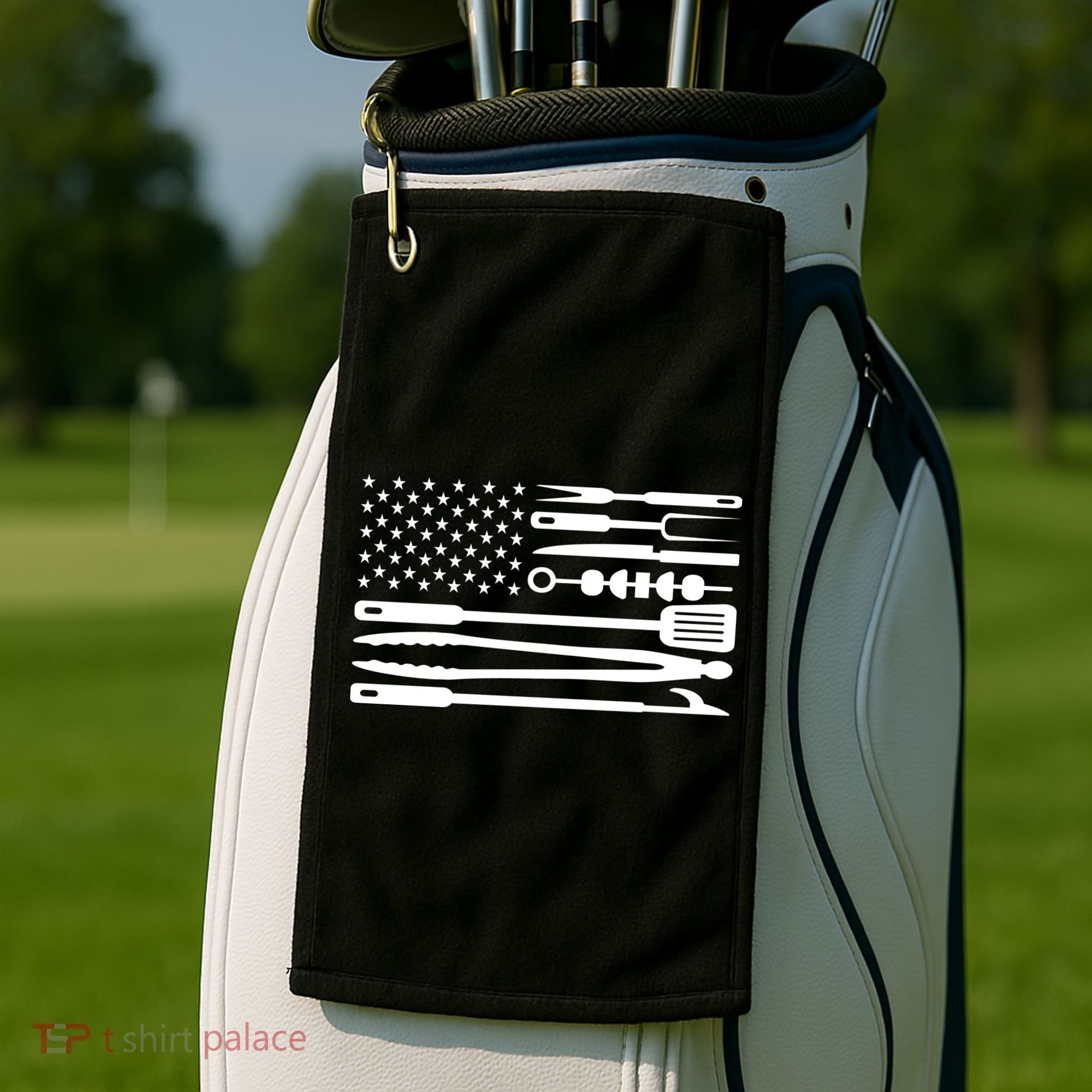 BBQ Tools American Flag Golf Towel