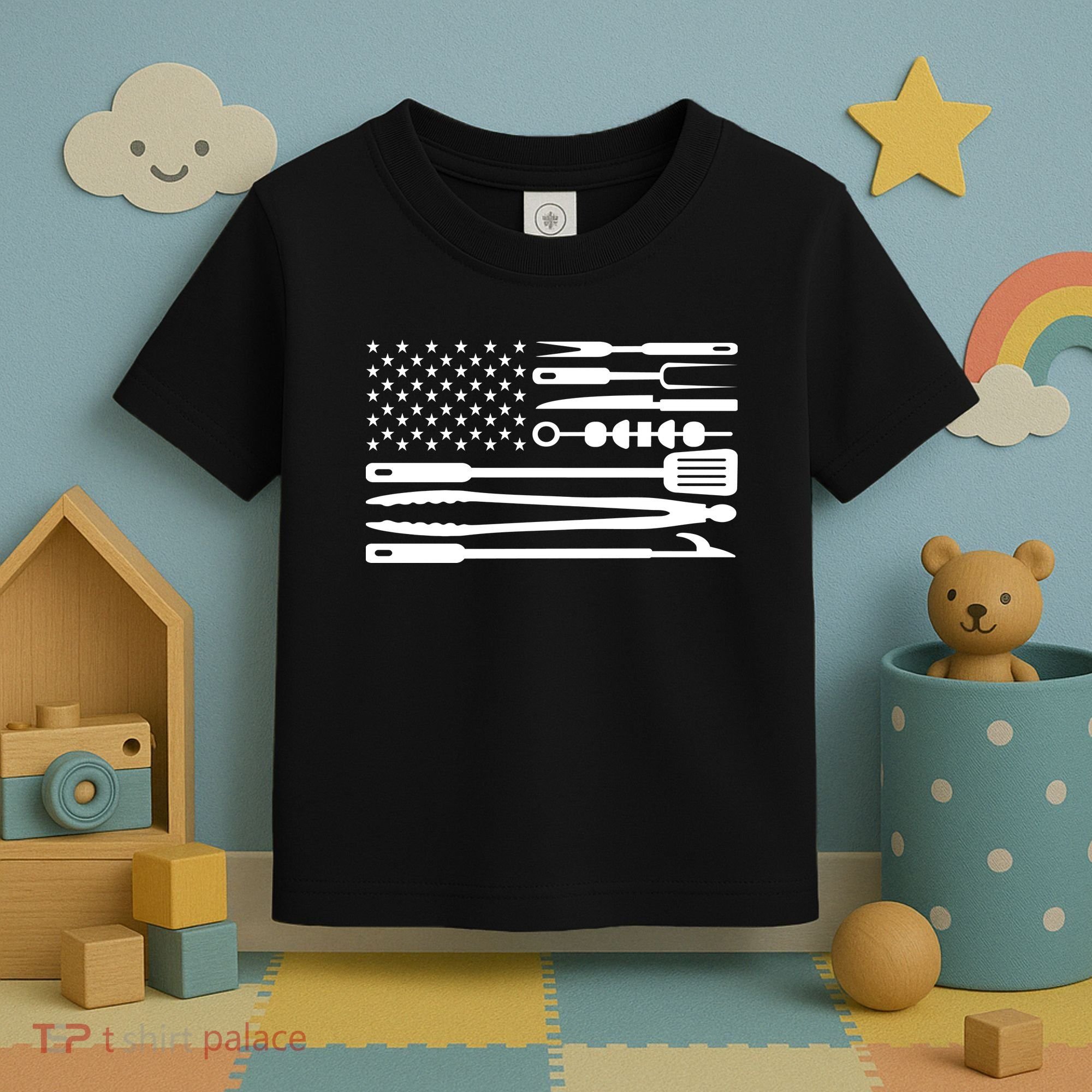 BBQ Tools American Flag Toddler T-Shirt