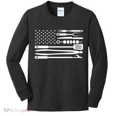 BBQ Tools American Flag Kids Long Sleeve Shirt